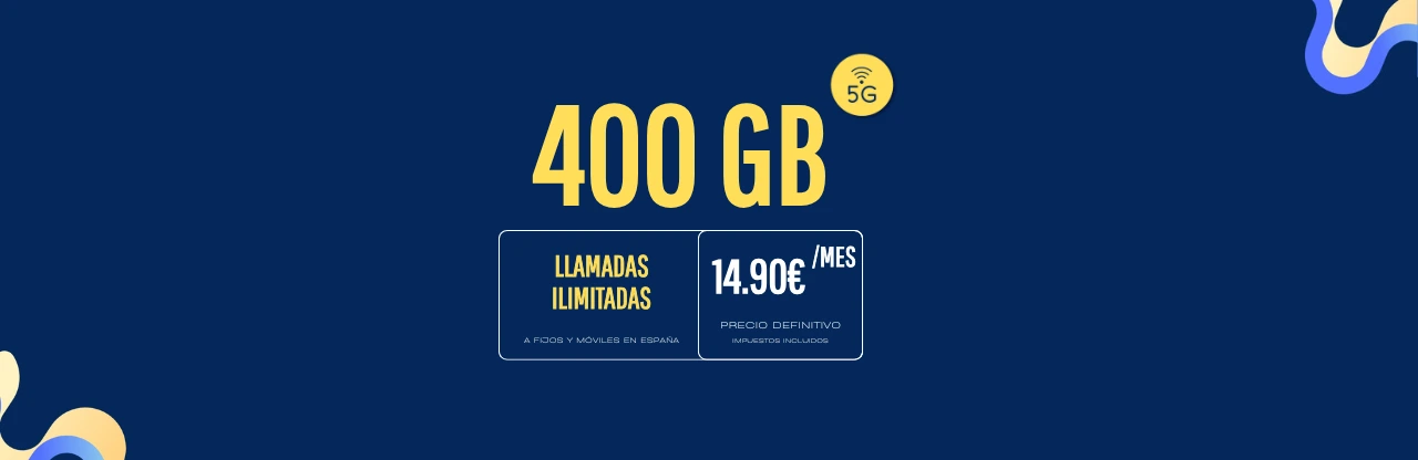 Tarifa móvil 400GB ilimitadas Dual por 14,95 euros con Movillink